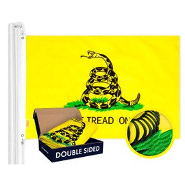 G128 Gadsden Don't Tread On Me Flag | 16x24 In | Double ToughWeave Series Double Sided Embroidered 210D Poly | Historical Flag, Embroidered Design, Indoor/Outdoor, Brass Grommets, Heavy Duty, 3-ply