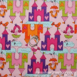 Unbranded BonEful FABRIC FQ Cotton Quilt Pink Purple Girl Ballet Dress Bird Dance Print UK