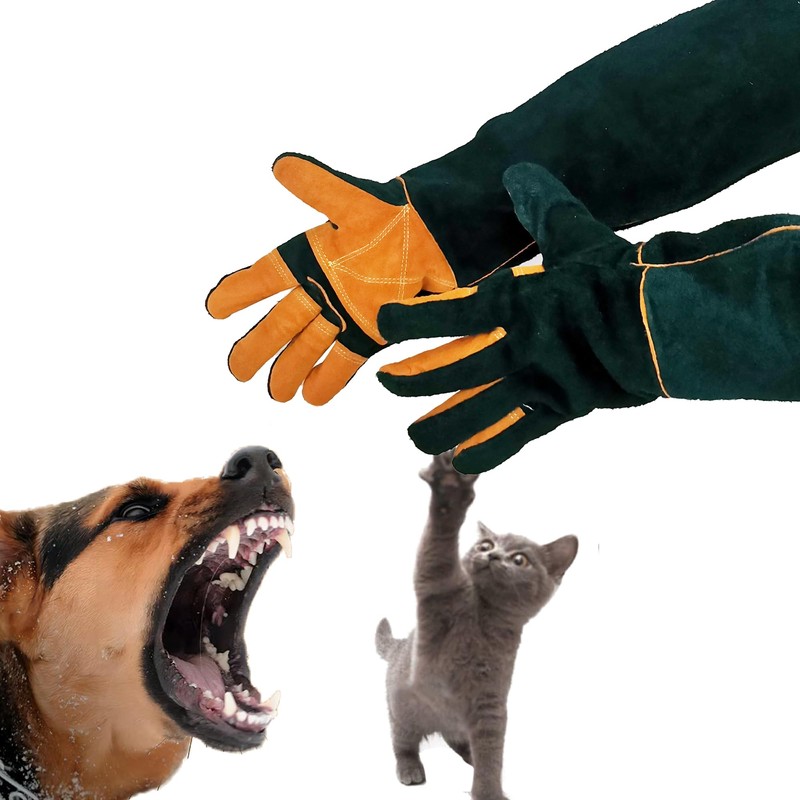 FelRelWel Animal Handling Gloves,23.6" Long Sleeves Gauntlet,Safety Work Glove, Cowhide