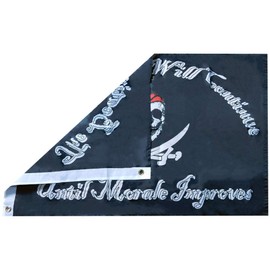 The Beatings Will Continue Until Morale Improves Pirate Premium Quality Heavy Duty Fade Resistant Rough Tex 68D 2x3 2'x3' Woven Poly Nylon Flag Banner Grommets
