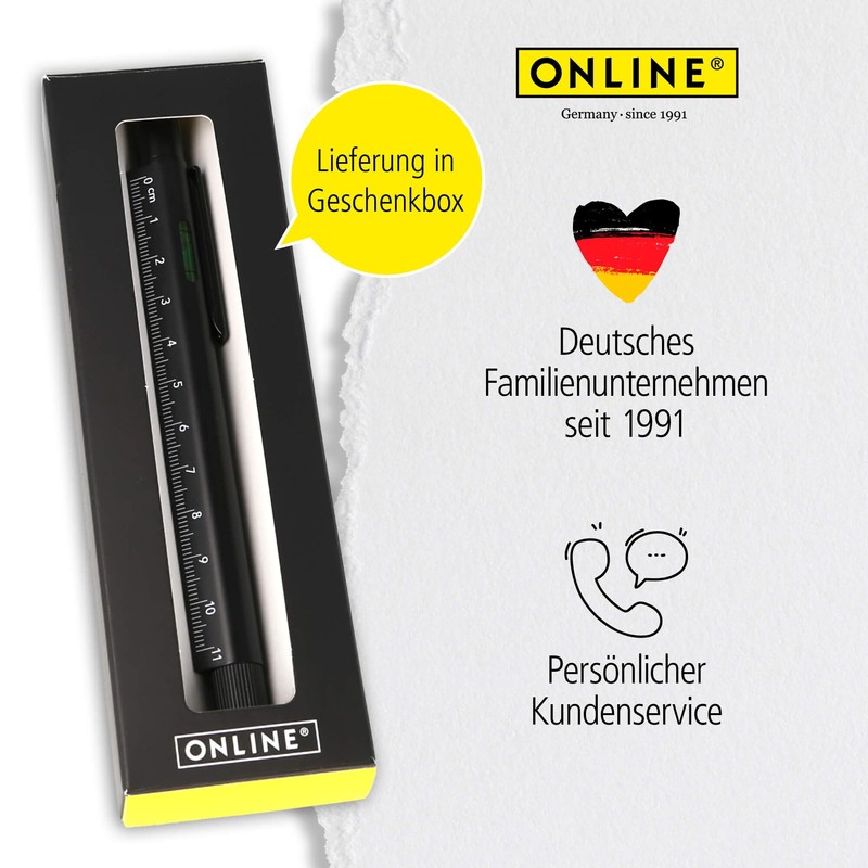 Online Men's Gift Pen 6-in-1 Black I Multitool Pen with