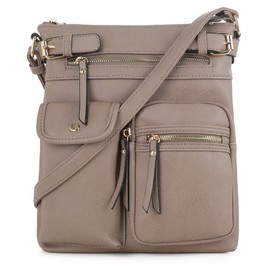 SG SUGU Katie Lightweight Medium Crossbody Bag Shoulder Bag with Multi Pocket for Women | STONE