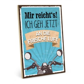 TypeStoff HS-00670 Wooden Sign with Saying - Ride Motorcycle - Fresh Air - Vintage Look with Quote as Gift and Decoration