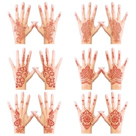 Henna Temporary Tattoo Stickers, Brown Henna Tattoo Stickers kit， Fashion Flash Women Tattoo Waterproof Red Ink Henna hands Tattoo for the weddings and Festivals, & Parties