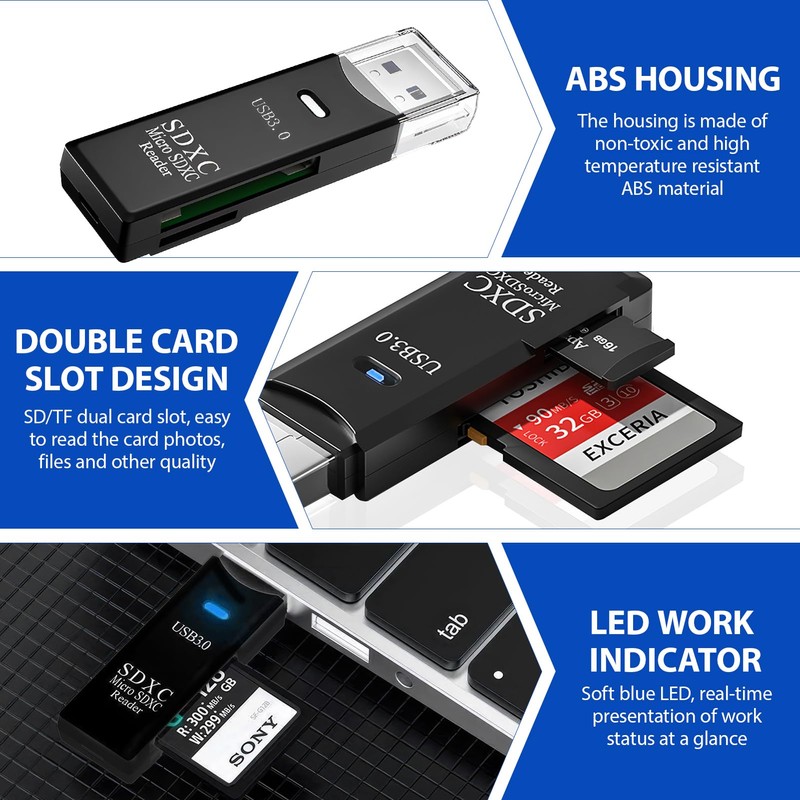 USB 3.0 Card Reader, SD Card Reader External Memory Card