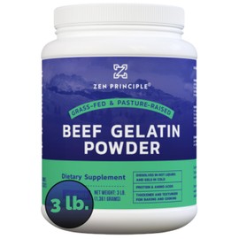 Zen Principle Grass-Fed Gelatin Powder, 3 lb. Custom Anti-Aging Protein for Healthy Hair, Skin, Joints & Nails. Paleo and Keto Friendly. Cooking and Baking. GMO-Free and Gluten-Free. Unflavored.