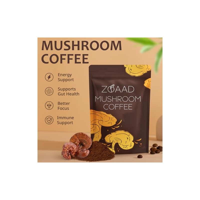 ZOAAD Mushroom Coffee - 6 Organic Adaptogenic Mushrooms with Lion’s