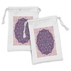 Ambesonne Purple Mandala Fabric Pouch Set of 2, Abstract Floral