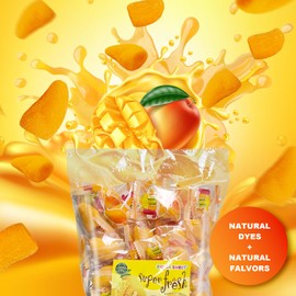 Natural Mango Flavored Gummy Candy Snack, Vegan, Super Juicy with 70% Real Juice Content, Soft & Chewy Gummi Candy Individually Wrapped, No Artificial Flavors or Dyes, Allergy Friendly, 1LB Pack Bulk