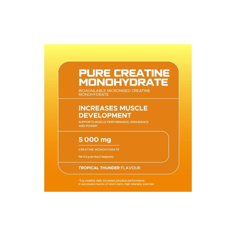 USN Micronised Creatine Powder 500g (79 Servings): Tropical Thunder Flavour,