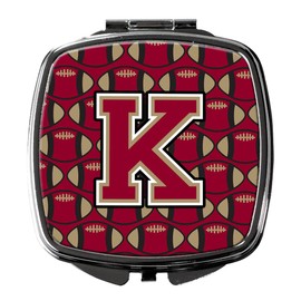 Caroline's Treasures Letter K Football Garnet and Gold Compact Travel Mirrors, Multicolor