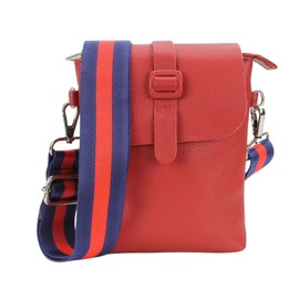 Flap Over Crossbody Bag with Adjustable Guitar Strap – Stylish Snap Closure Purse for Women – Faux Leather (Red)