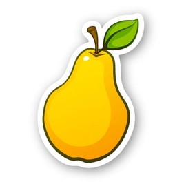 Squiddy Yellow Pear Cute Cartoon - Vinyl Sticker for Car, Laptop, Notebook (5" Tall)