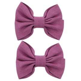 Denim Hair Bow Set of 2 - Purple
