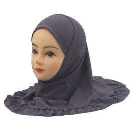 Modest Beauty Hijab Scarf Girls Kids Ruffle Lotus Leaf Hijabs Solid Color Head Scarfs for Baby