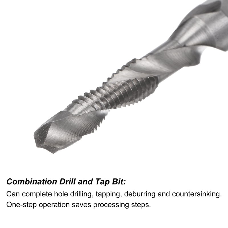 sourcing map 2 Pieces Combined Drill Tap TiAlN Coated Cobalt