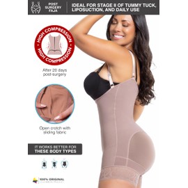 LT.ROSE BBL Faja Tummy Tuck S111 Post Surgery Compression Garment for Women Faja Colombiana Black XL