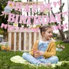 BOXOB 28pcs Happy Birthday Banner with Pink Bow, Bows Birthday