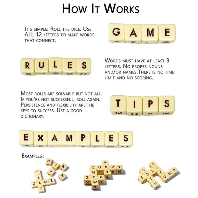 KIYONGCOM Solitaire Dice Word Game - Classic Letter Game for