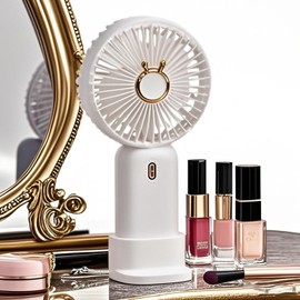 XDAMORSP Handheld Personal Mini fans with 3 Speeds,2000mAh USB Small Portable Fan for Travel,Stand on the Desktop (White)