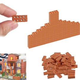 RXKFIGX 100 Stück Mini Simulation Ziegel Rot Miniatur Ziegel Mauersteine Miniatur Backsteine Winzige Ziegelsteine Modell Ziegelbau für DIY Bauen, Puppenhaus, Garten Ornament, Spielzeug Deko