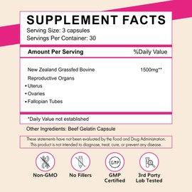 Primal Being Grassfed Beef Female Vitality Supplement- Supports Hormonal Health, Fertility, Inflammation, Energy - 90 Capsules, 1500mg per Serving
