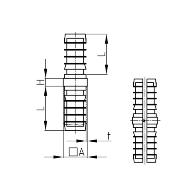 Design61 Set of 2 2-Way Connector Pipe Connector for Square