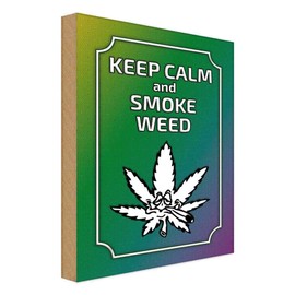 vianmo Holzschild 30x20 cm keep calm and smoke weed Deko Geschenk Holz Schild