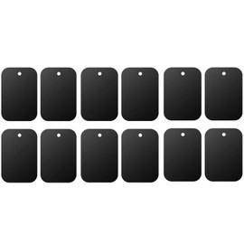 Mount Metal Plate（12Pack） for Magnetic Car Mount Phone Holder with Full Adhesive for Phone Magnet, Magnetic Mount, Car Mount Magnet-12X Rectangular (Black)