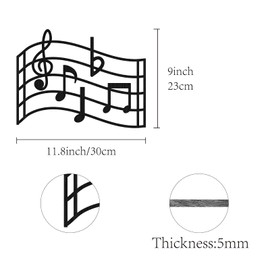 CREATCABIN Wood Music Note Wall Art Black Treble Clef Wall Decor Hanging Music Wall Sign Musical Decorations Silhouette Artwork for Home Studio Living Room Bedroom Gallery Bar Party 11.81 x 9.84 Inch