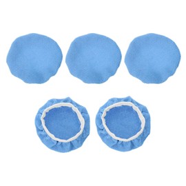 sourcing map 5pcs Car Polisher Bonnet Buffing Pad Micro-Fiber Polishing Buffing Pad Cover for 5"-6" Car Buffer Bonnets Polisher, Light Blue
