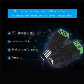 EFISH 5.5mm x 2.1mm DC Power Connector Male Female Screw Terminal Connector 12V CCTV Adaptors Plug for CCTV Camera DVR Security System LED Light (3 Pck)