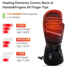 SNOW DEER Heated Gloves Mittens - Electric Ski Gloves Men Women 7.4V 2200MAH Rechargeable Battery Gloves for Motorcycling Skiing Skating Fishing Camping Hiking Winter Hand Warmers