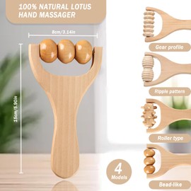 Pack of 4 Massage Rollers, 4 Models Massage Roller with Handle, Cellulite Roller Fascia Roller with Handle Trigger Point Roller Back Massage Roller for Back, Legs, Neck, Shoulders