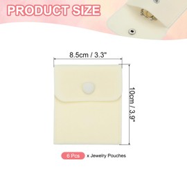 PATIKIL 3x4 Inch Jewelry Pouch, 6 Pcs Soft Velvet Pouches with Snap Button Portable Storage for Rings Necklace Bracelet Earring Watch, Yellow