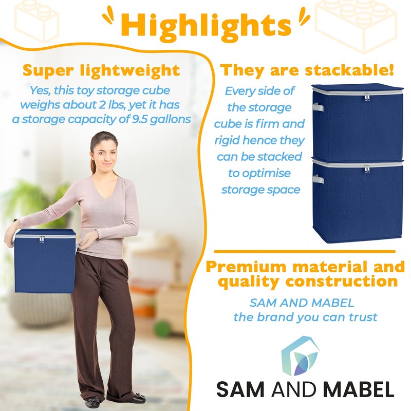 SAM AND MABEL Toy Storage Organizer with Play Mat for