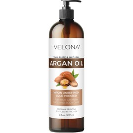 velona velona Argan Oil - 8 Fl Oz | Morocco Oil | Stimulate Hair Growth, Skin, Body and Face Care | Nails Protector | Unrefined, Cold Pressed | Cap Kit