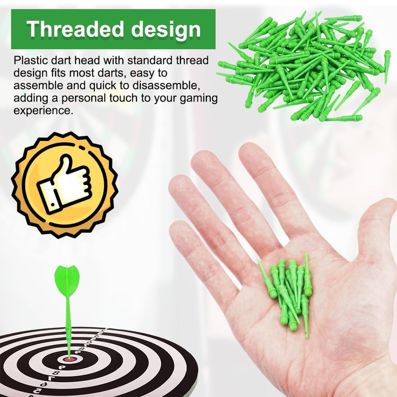 LuminaryLair Pack of 100 soft dart tips, dart short tips,