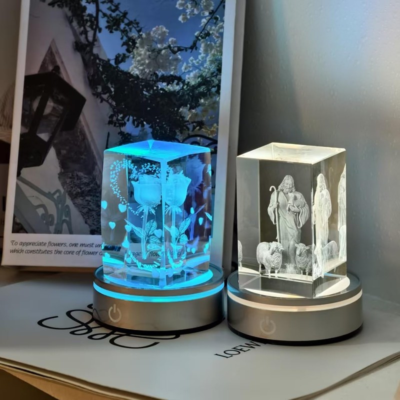 LED Light Base Lighted Display Stand for Crystal, 4 Pack