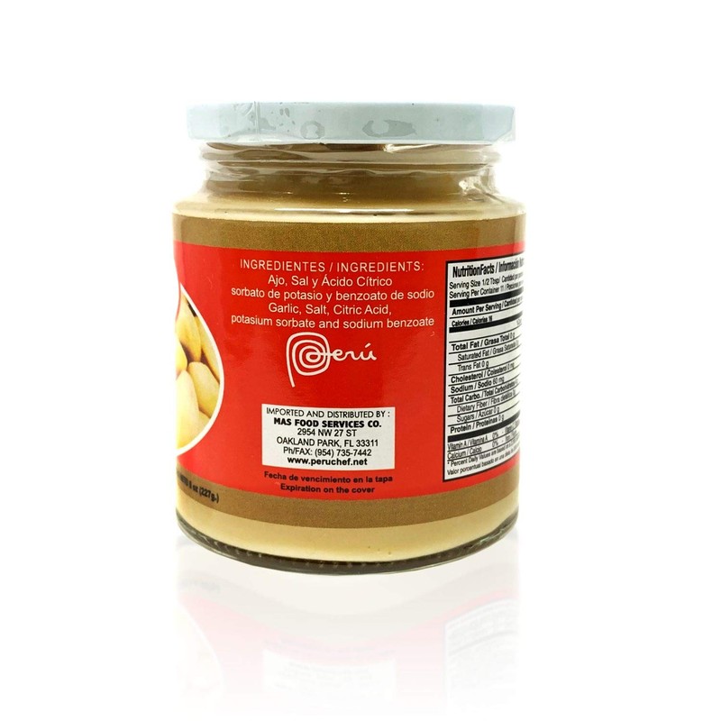 The Peru Chef. PASTA DE AJO, GARLIC PASTE.100% Natural, 8
