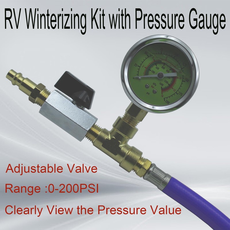 RV Winterizing Kit with Pressure Gauge, 60inch RV Winterize Hose