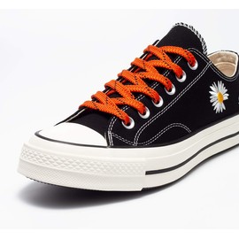 Shoemate Stylish Thick Flat 5/16" Shoe Laces for Sneakers and Athletic Shoes, Shoe Strings, Orange/Black, 54"(137cm) 16-JuHei ODF-137-16