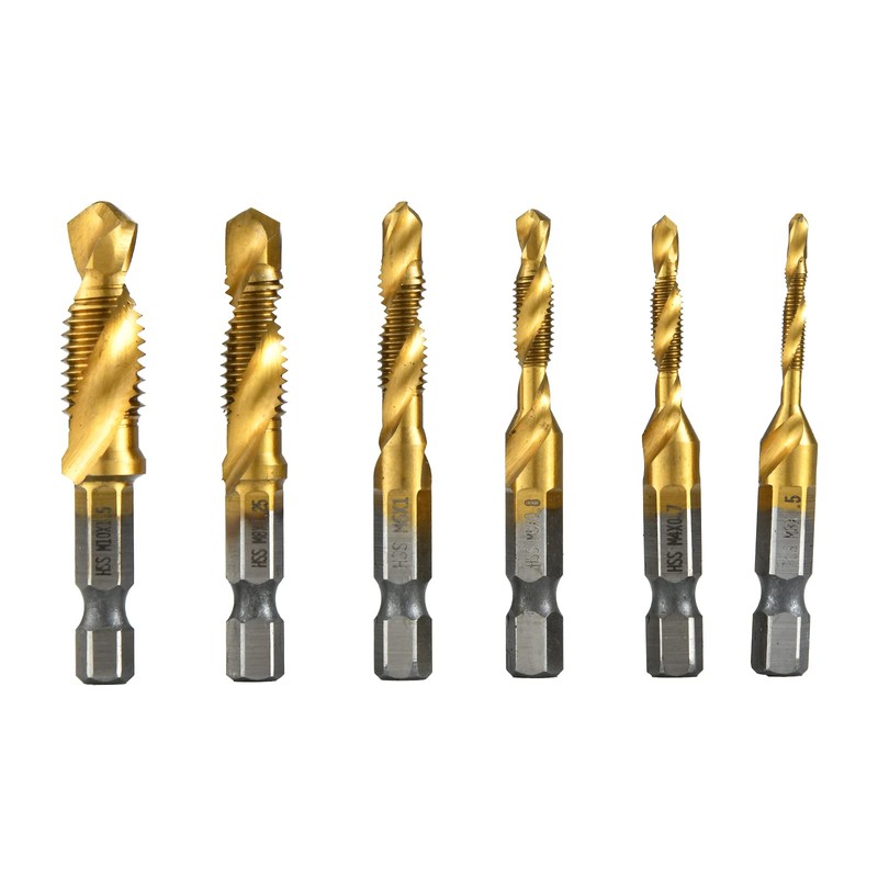 HUAZHICHUN Titanium Plating Combination Drill and Tap Bit Set,3-in-1 Screw