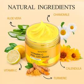 SHVYOG Vitamin C Peel Off Face Mask, Peel Off Mask with Turmeric, Blackhead Remover & Deep Cleansing Face Peel Mask, Vitamin C Exfoliating Face Mask for Blackheads, Large Pores, Dirts, Oil