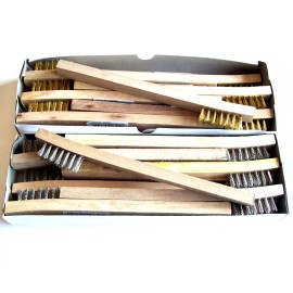 12 STAINLESS STEEL & 12 BRASS WIRE BRUSH TOOTH BRUSHES