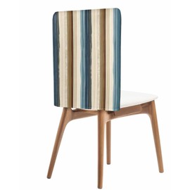 Chair Back Covers Set of 4, Abstract Pin Stripes Linen Kitchen Slipcovers Protective Covers for Dining Chairs for Wedding Party, Vertical Stripe Blue Brown