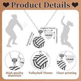 Landical 12 Sets Volleyball Necklace Team Gifts for Women, Volleyball Stuffs Necklace with Card and Bags for Party Favors(Classic Style)