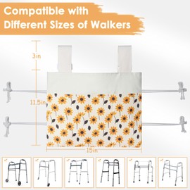 TOGETRUE Walker Bag, Handy Walker Basket with Water Cup Holder, Walker Storage Accessories Bag for Folding Walker, Wheelchairs, Strollers, 15"x11.5" (Daisy)