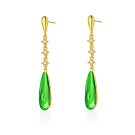 Sunttifen Austrian Crystal Drop Earrings Long Earrings Gold-Plated Silver Jewellery Gift for Wife Mother Wife, Crystal