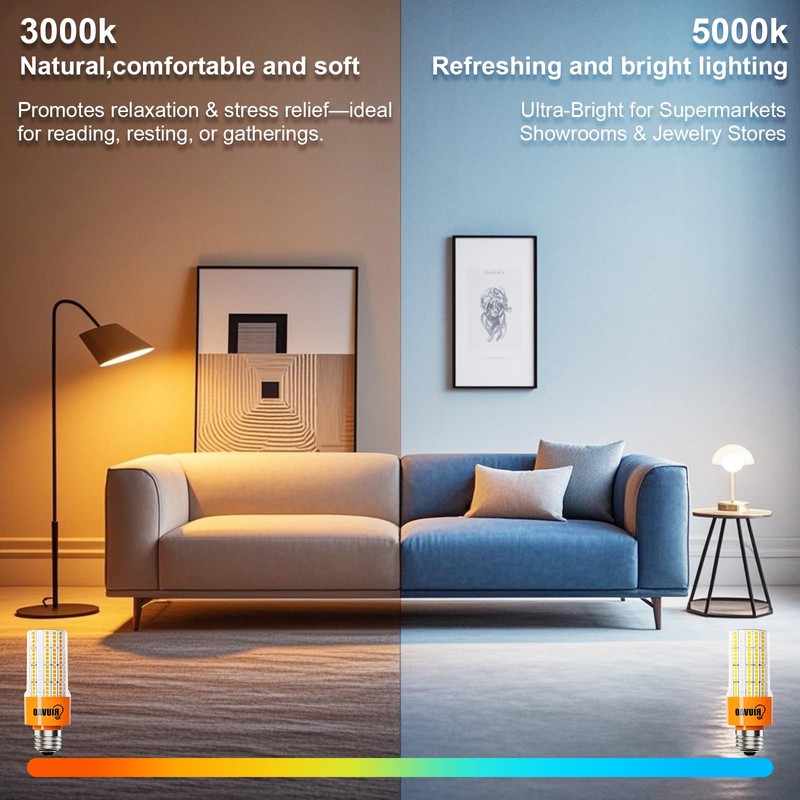 RIUVAO 40W LED Corn Light Bulb, 320W Equivalent 5000LM, 5000K